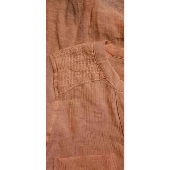Harve Bernard Womens Blouse Size M Pink Gauzy Button Down 3/4 Sleeve Pockets - Picture 5 of 5